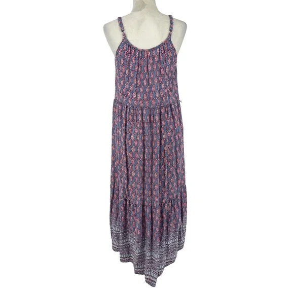 Beachlunchlounge Maxi Dress Womens Small Blue Pink Excellent Paisley Tiered Boho - Picture 3 of 7